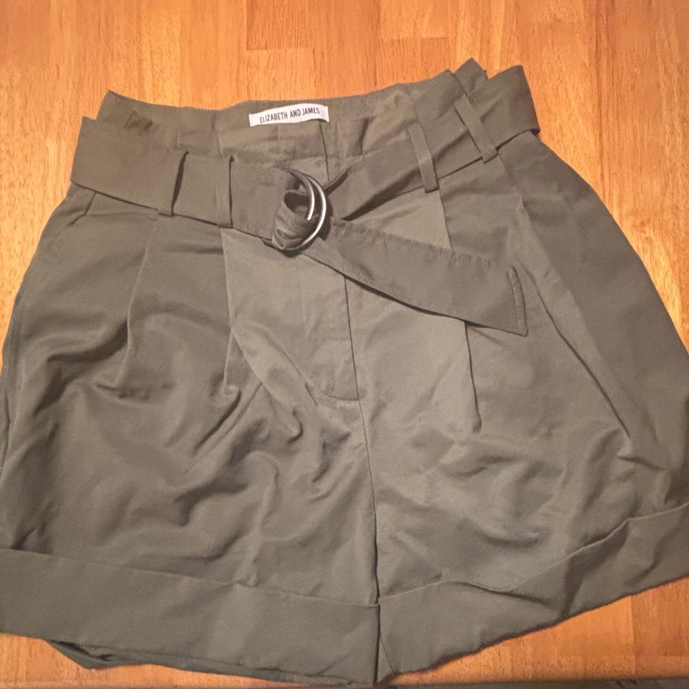 Women’s Elizabeth and James High Waist Green Paperbag Shorts Size 4/27 NWOT